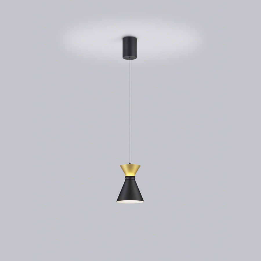 Helestra 1-er LED-Pendelleuchte LUK mattschwarz-mattgold 26/2615.28 4022671120883