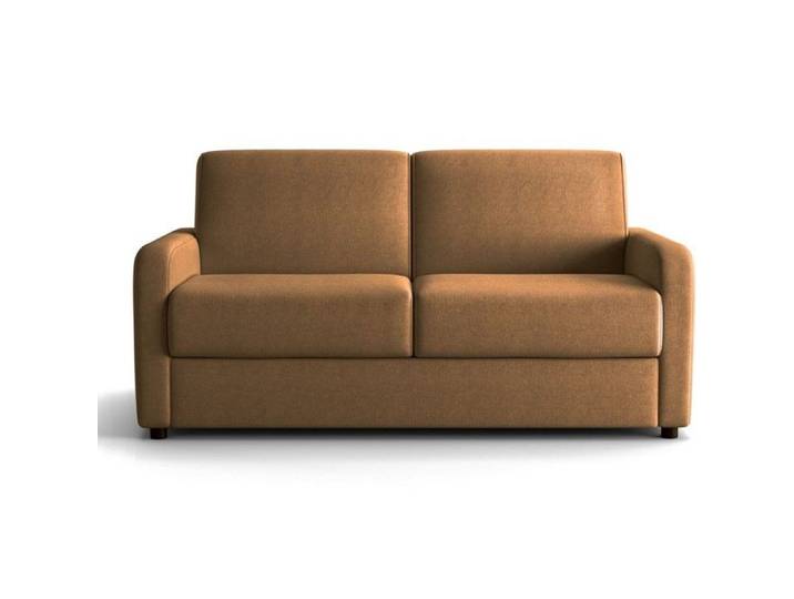 Canapé droit convertible 3 places en tissu chenille moka - ouverture express - Lumio