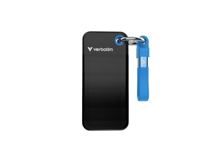 Verbatim Pocket SSD 1TB (Externe NVMe SSD, USB 3.2 Gen 2, tot 1.000 MB/s lees- en schrijfsnelheid, draagbare harde schijf voor Mac, PC & gameconsole, zwart/blauw)