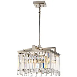 Kronleuchter Hängelampe Deckenleuchte Stahl Kristalle D 32 cm Esszimmerleuchte
