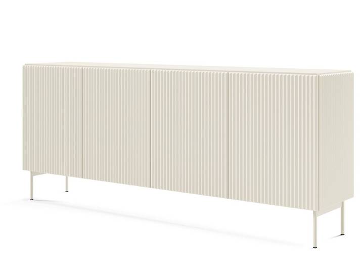Compleo Kommode 4 Türen, Fronten mit Rillenstruktur, Elegant und Modern Sideboard