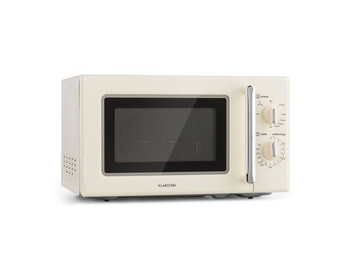 Klarstein Caroline Mikrowelle - Mikrowellen-Grill-Kombigerät, 2-in-1 Mikrowelle Grillfunktion, 20 Liter Garraum, 700/1000 Watt Leistung, Ø 25,5cm, beige