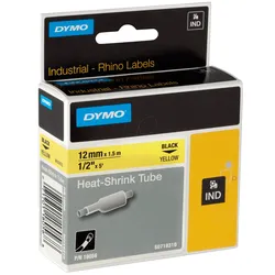DYMO IND 18056 - DYMO IND Schrumpfschlauch, 12mm, schwarz/gelb