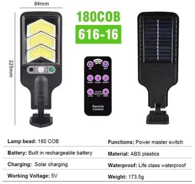 Inspired Living SolarGuard Outdoor Motion Sensor Solar Street Lamp (3 Mode Pack) 1pc 180cob With Rc