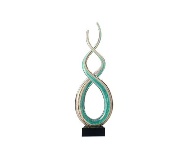 Leonardo Skulptur Rotate, geschwungenes Glas im extravaganten Stil, stehend auf einem schwarzen Sockel, türkis, 38,5 x 13 x 8 cm, 1,5 kg, 064114
