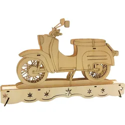 Dekohelden24 Ostalgie Moped Schwippbogen DDR Moped aus Holz mit LED