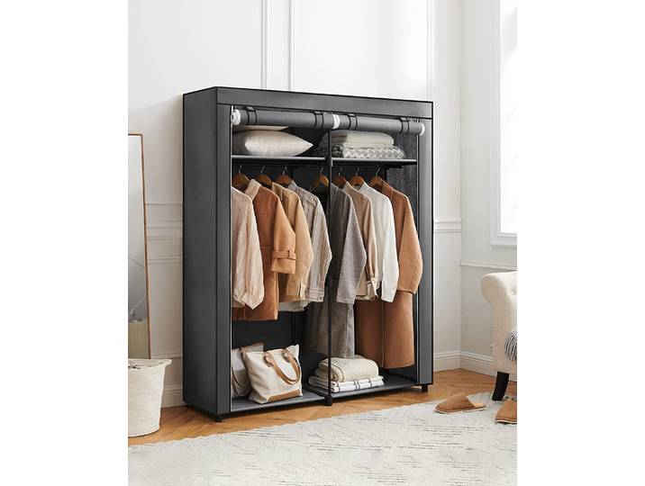 SONGMICS Kleiderschrank mit 2 Kleiderstangen faltbar