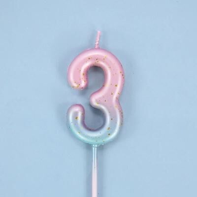 Uplift Treasures Gradient Glitter Number Birthday Candle Cake Topper b03