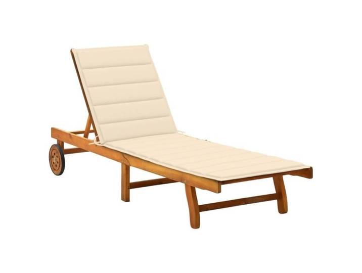 8211Neuve- Chaise longue de jardin Bain de Soleil Transat de Jardin d'extérieur Camping avec coussin Bois d'acacia solide