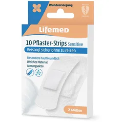 10 Lifemed Pflaster-Strips weiss Sensitive 2 Größen