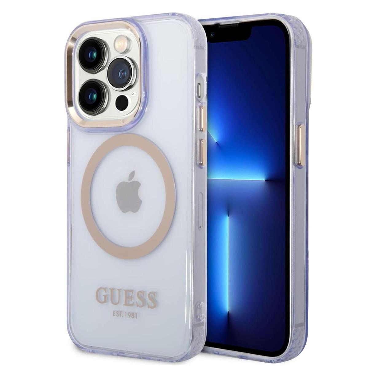 Guess GUHMP14LHTCMU iPhone 14 Pro 6.1" purpurowy/purple hard case Gold Outline Translucent MagSafe (Apple iPhone 14 Pro) (GUE002709-0)