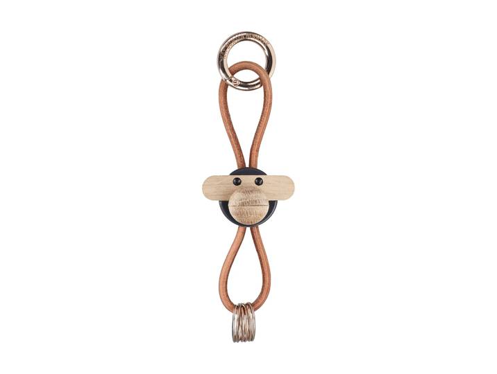 Kay Bojesen Denmark Porte-clés Kay Bojesen singe gris foncé, cuir naturel