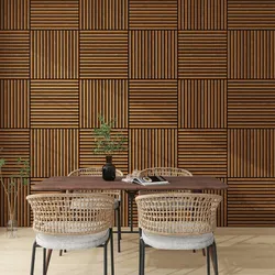 Akustik-Wandpaneel 4er Set Vang 60x60 cm Teakoptik [NEU.HOLZ]
