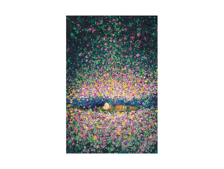 Handbemaltes Bild „Blumenboot II“ 80 x 120 cm Multicolor Crea Collection