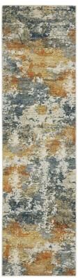 Vista Home Marissa Washable Contemporary Abstract Orange/ Blue Indoor Area Rug