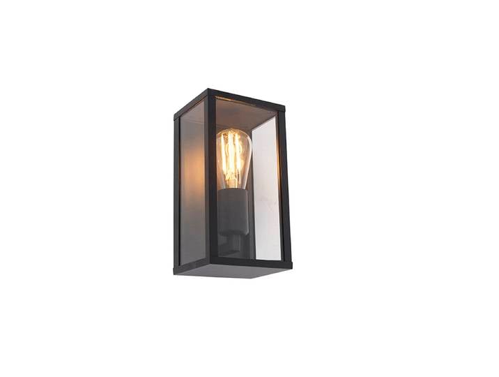 Qazqa – Hublot D'Extérieur Applique Murale Noire 26 Cm Ip44 – Aluminium Résistant Aux Éclaboussures – Douille E27 Dimmable – Pour Espaces Extérieurs