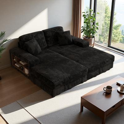 ZWYO HOSIMU "79.53"" Corduroy Convertible 2-Seater Sofa with Sleeper Function and Double Lounge Design"