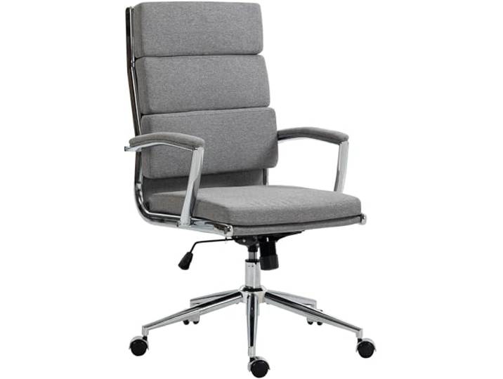 CLP Bürostuhl Cleveland I Ergonomischer Schreibtischstuhl I Höhenverstellbar mit Wippfunktion I Chefsessel mit Armlehnen Farbe grau Material Stoff