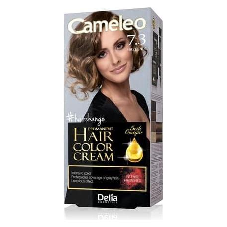 Delia Cosmetics Cameleo Permanente Haarfarbcreme Haselnuss Intensive Farbe & Schutz 5 Öle + Omega Plus Säuren (7.3 Haselnuss) (41310809)