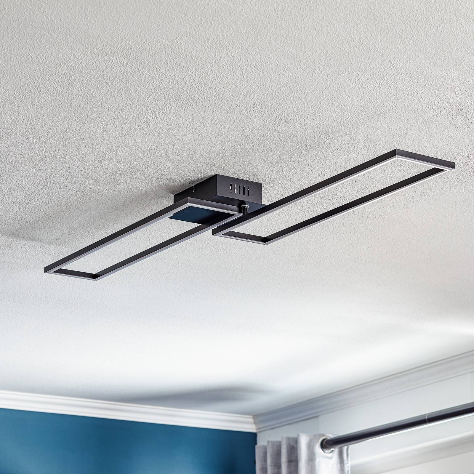 Briloner LED Ceiling Light Frame, dimmable, Black, Living / Dining Room, metal, Modern, Ceiling Light