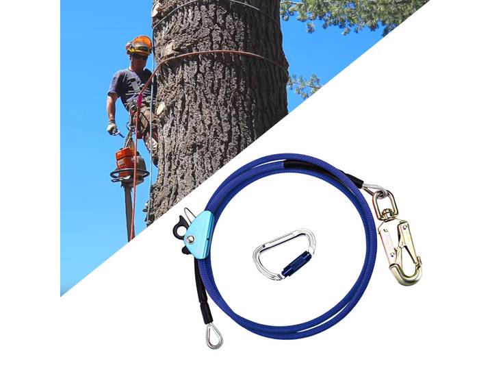 Harnais de sécurité 12 mm x 3,6 m avec ajusteur de mousqueton à triple verrouillage, lanière réglable, faible extension pour la protection contre les chutes