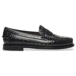 Sebago für Damen. 78118KW Dan Studs Leder Loafers schwarz (36), Wohnung, 1 bis 3 cm, Keine, Lässig, Party, Klassisch