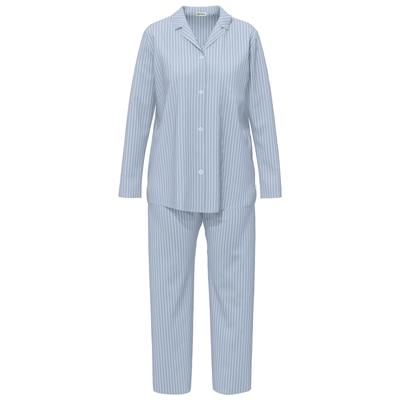 Schlafanzug SEIDENSTICKER "Damen Pyjama Set lang", Damen, Gr. 42, blau (glyzinie), Obermaterial: 100% Modal CMD., Homewear-Sets Schlafanzug
