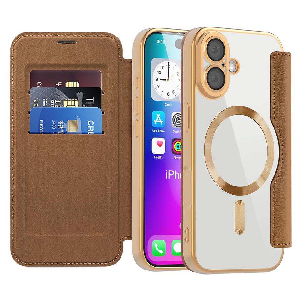 Techsuit - SmartMag Book Case - iPhone 17 - Brown (Apple iPhone 17) (59433316)