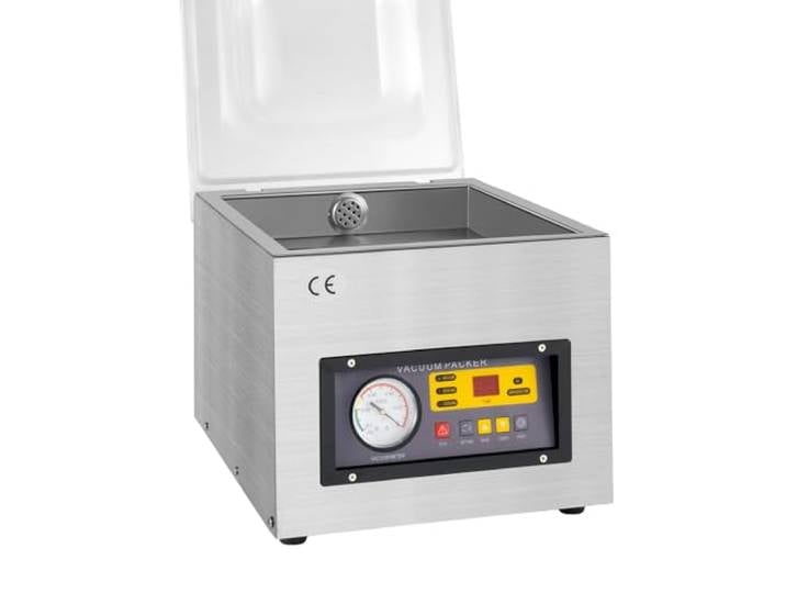 Vakuumiergerät, 120W Vakuumierer Tisch Vakuumiergerät Vakuummaschine Industriell Edelstahl 220V, Rauschen < 80 dB, für Trockene und Feuchte Lebensmittel