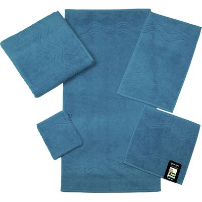 Seiftuch ROSS "Cashmere feeling", blau (petrol), B:30cm L:30cm, Frottier, Baumwolle, Handtücher, mit Wellen-Bordüre