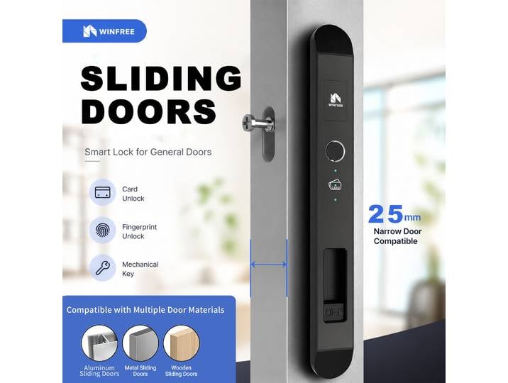 WINFREE – clavier intelligent à empreintes digitales, porte coulissante, Tuya, Bluetooth, serrure intelligente, fonctionne avec Google Home ou Alexa Smart Home