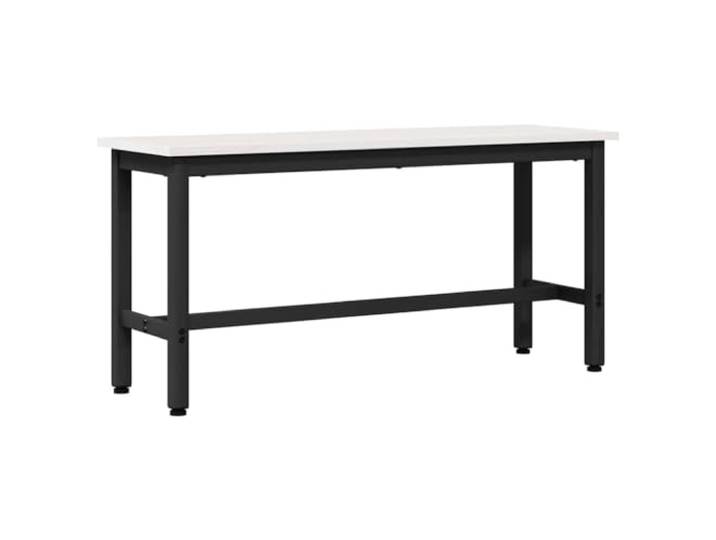 smnyxs Esszimmerbank, Weiß, 100 x 32,5 x 49 cm Massives Kiefernholz, schwarzer Stahl, mattes strukturiertes Finish, für den Innenbereich, Familienessen, Akzentstück