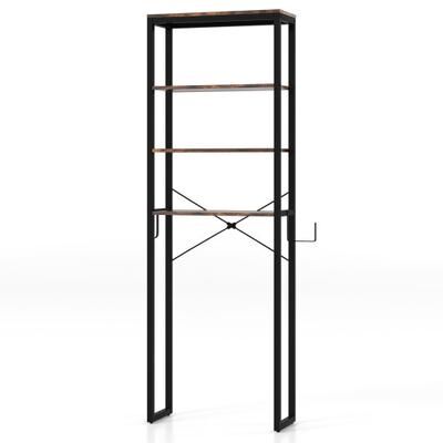 Costway 4-Tier Freestanding Over the Toilet Storage Rack-Rustic Brown