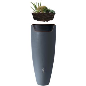 Garantia Regentonne 2in1 Wasserbehälter, 300 Liter, rund, graphitgrau, mit Pflanzschale