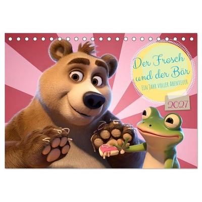 Der Frosch und der Bär - Ein Jahr voller Abenteuer (Tischkalender 2027 DIN A5 quer), CALVENDO Monatskalender