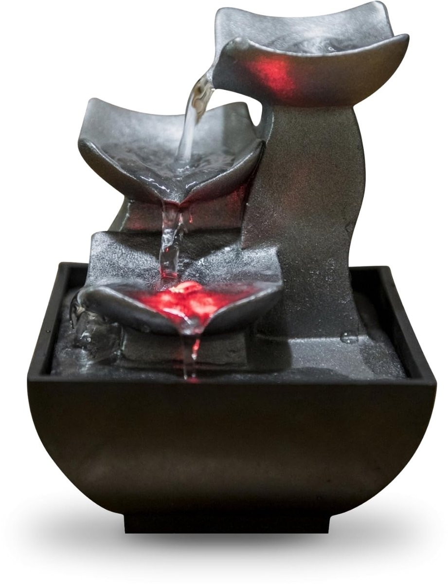 Unyqoos Moderne Zen Fontein met LED Verlichting en Stille Pomp voor Huisdecoratie