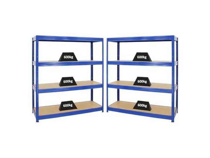 PROREGAL Mega Deal 2er-Sparset Profi-Schwerlastregal Dino HxBxT 180x160x60cm Fachlast 600kg Blau, Kellerregal, Steckregal, Garagenregal, Lagerregal