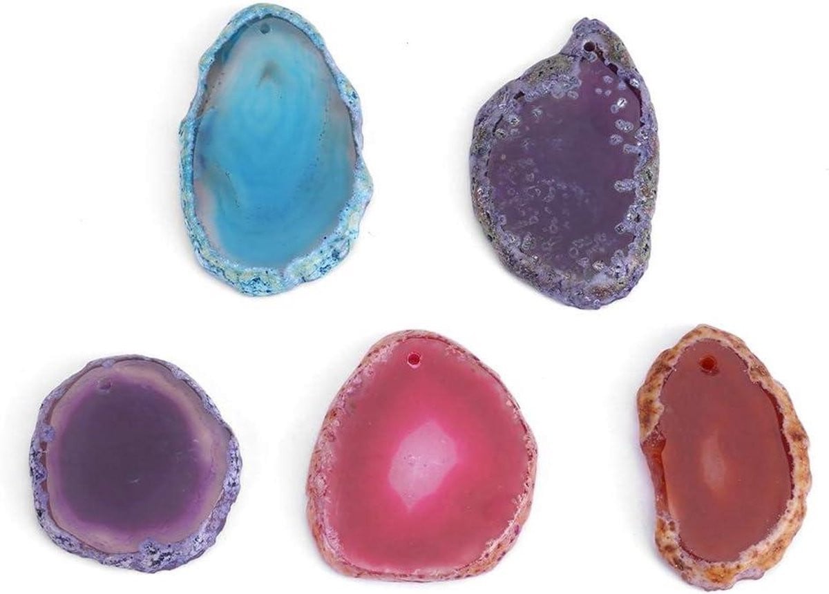 Allecta Natuurlijke agaatruiten 5-pack 30-40 mm voor DIY sieraden maken