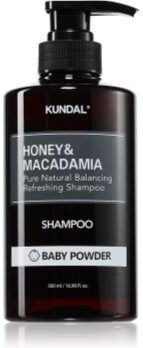 KUNDAL Honey & Macadamia Baby Powder champô natural para cabelo seco a danificado 500 ml. Honey & Macadamia Baby Powder