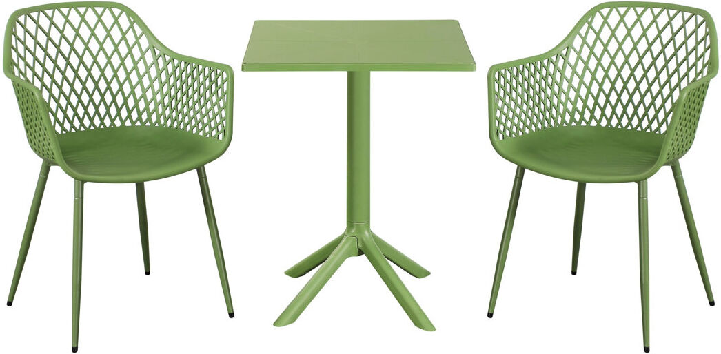 Dakota Fields Rimini Patio Dining Set with Square Table & Armchairs Green