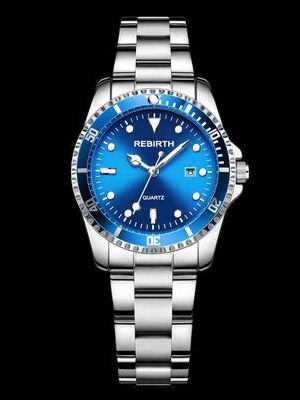 Uplift Essentials Stainless Steel Executive Watch Classic Business Date Quartz Timepiece For Women blue
