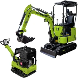 Zipper Diesel-Minibagger 7,0kW 8kN + Diesel-Rüttelplatte 6,6kW 46kN Combo-Set