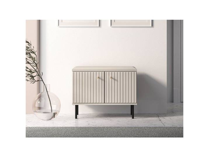 Meuble à chaussures avec lamelles CALETTO - 68 cm - beige