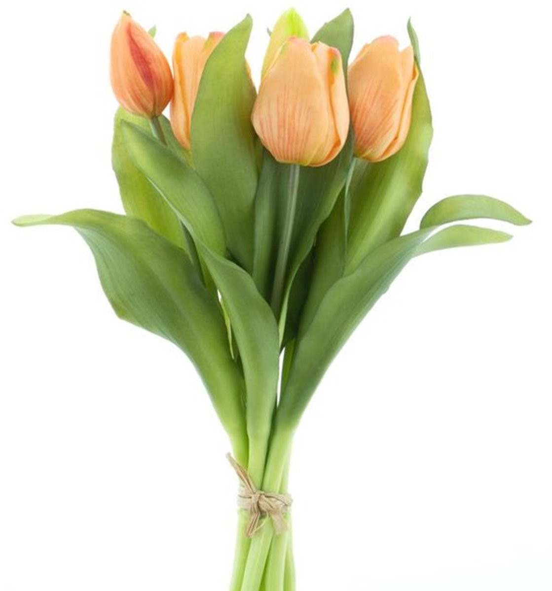 Sally Vermeer boeket met 7 peach kunsttulpen Real Touch, 31 cm