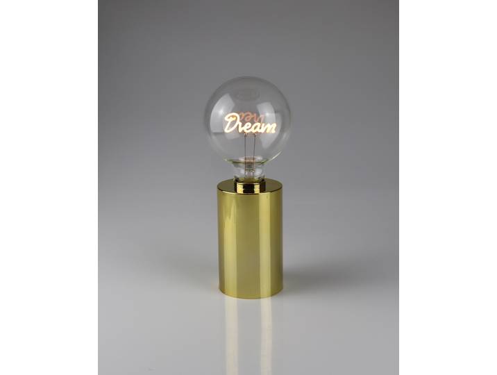 LED Dekoobjekt AM DESIGN Glühbirne mit Dream Schriftzug , gold, H:22,5cm L:9,5cm, Leuchten, LED Dekoobjekt, 9,5x22,5 cm