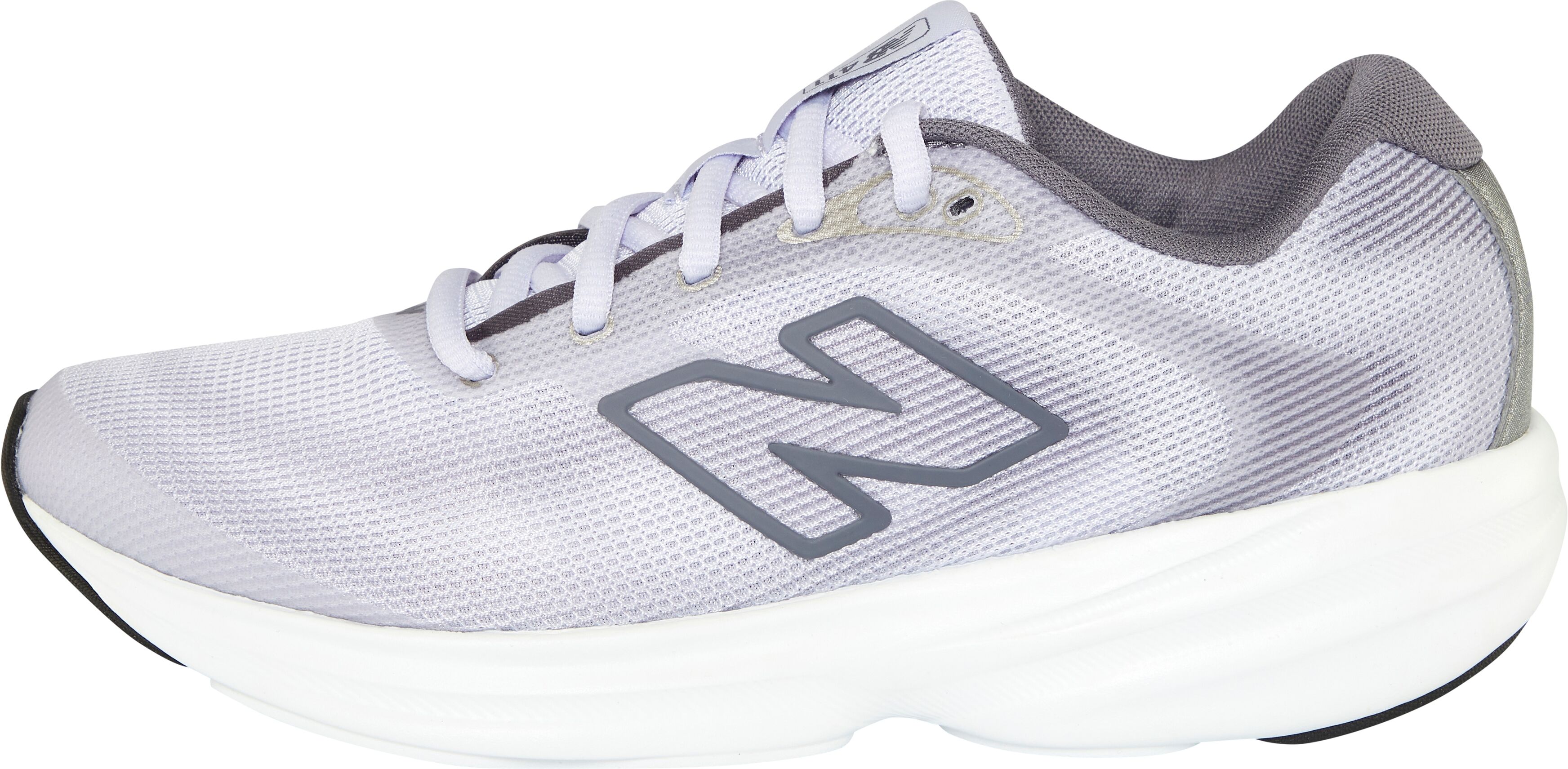 Laufschuh NEW BALANCE "411", Damen, Gr. 38, weiss (neptune grau, smoked violet), Synthetik, Textil, Schuhe Laufschuh, Pour adultes, avec semelle en caoutchouc neptune grau, smoked violet 38