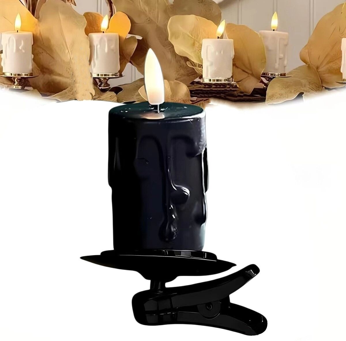 INF Weihnachtsbaum Kerzenhalter Clip – ABS-Klammer für sicheren, werkzeuglosen Halt und festliche Stimmung Schwarz