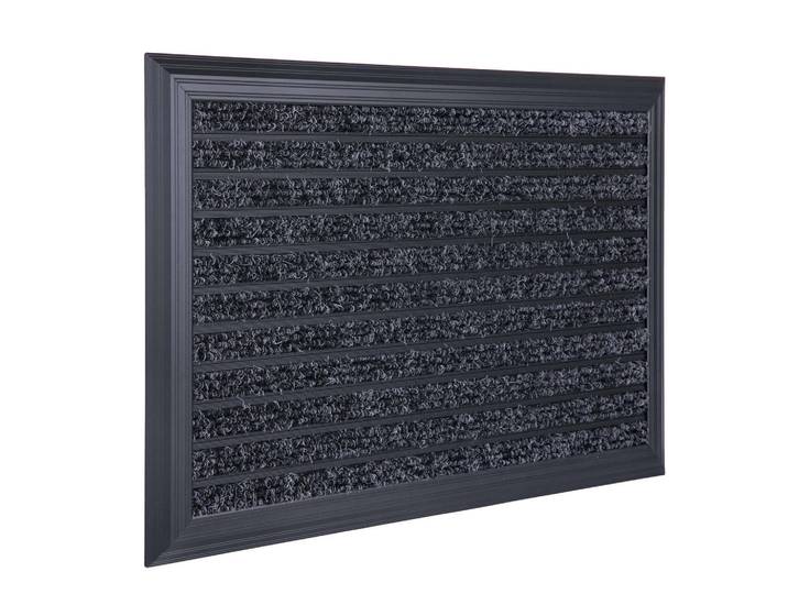 Relaxdays Fussmatte Schwarz 50x80 cm rutschfest Aluminiumrahmen, Metall, 80x50 cm, Teppiche und Böden, Schmutzfangmatten, Fußmatten