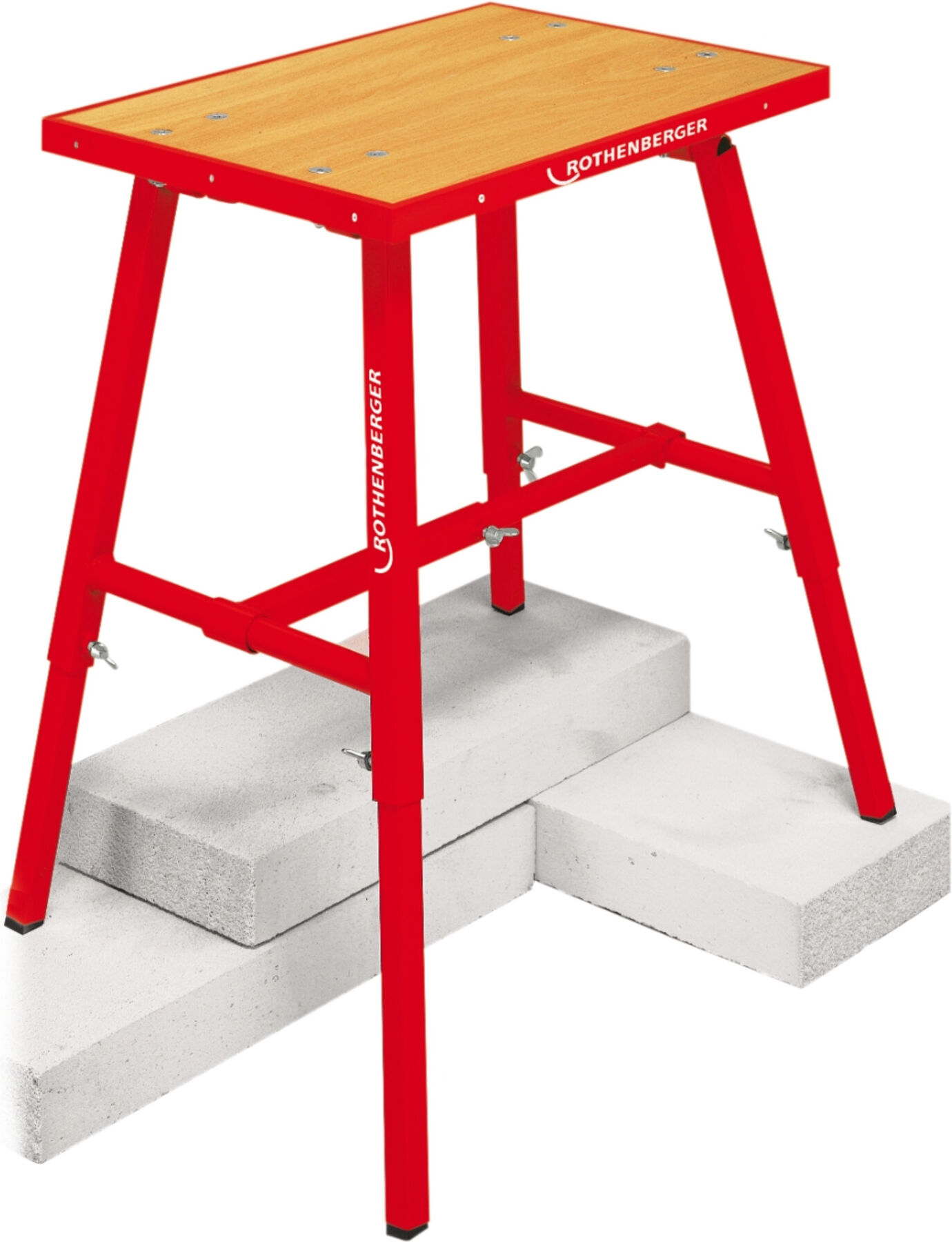 Rothenberger Teleskop-Werkbank aus Stahlblech und Holzwerkstoffplatte, höhenverstellbar, 070699X)