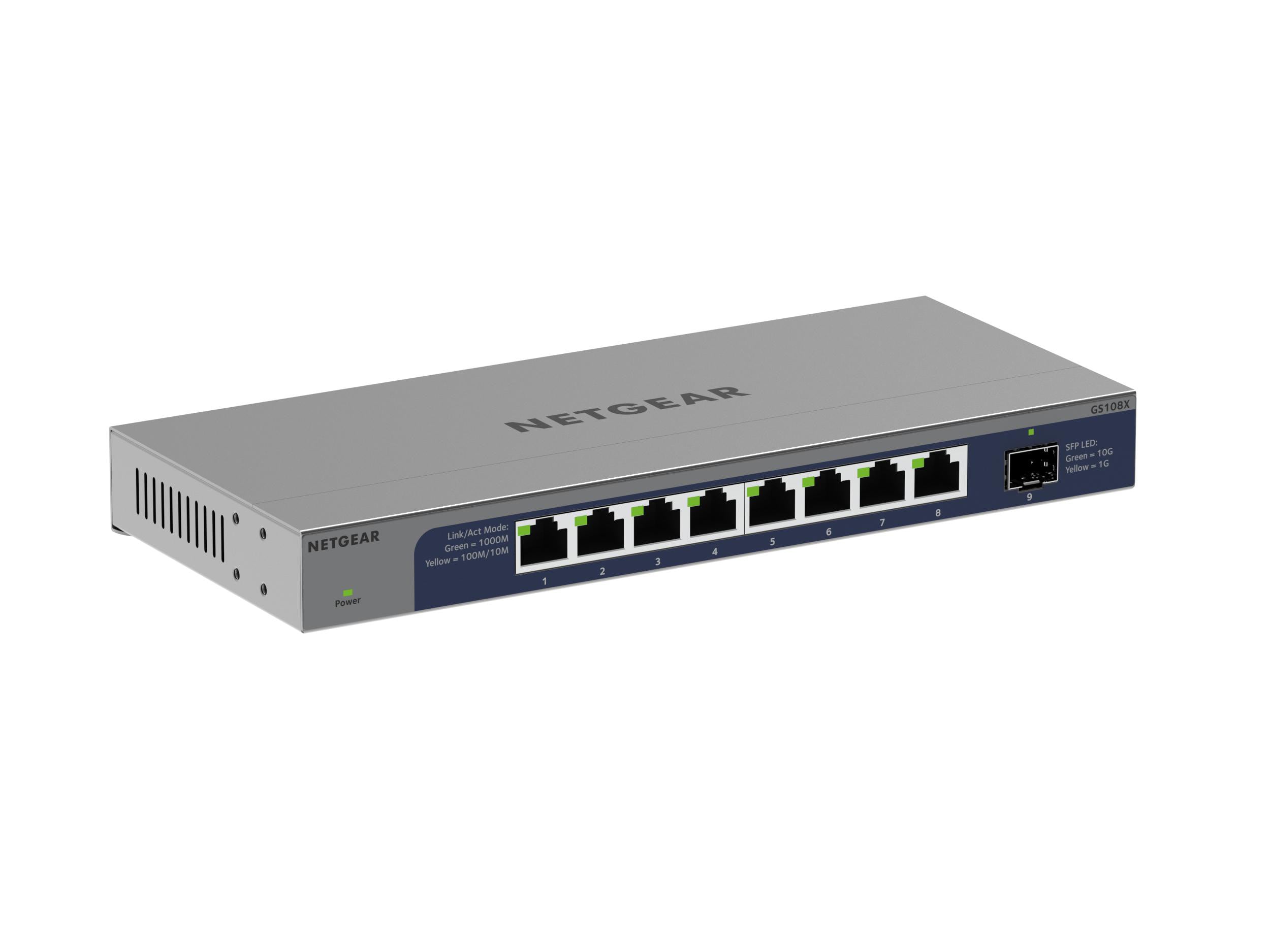 NETGEAR (GS108MX) Switch10GB Ethernet, 10G Multi-Gigabit Ports, 1 Multi Gig SFP+ Ports, Prosafe Protection, Perfect Lifetime Support , Desktop or Rackable Position